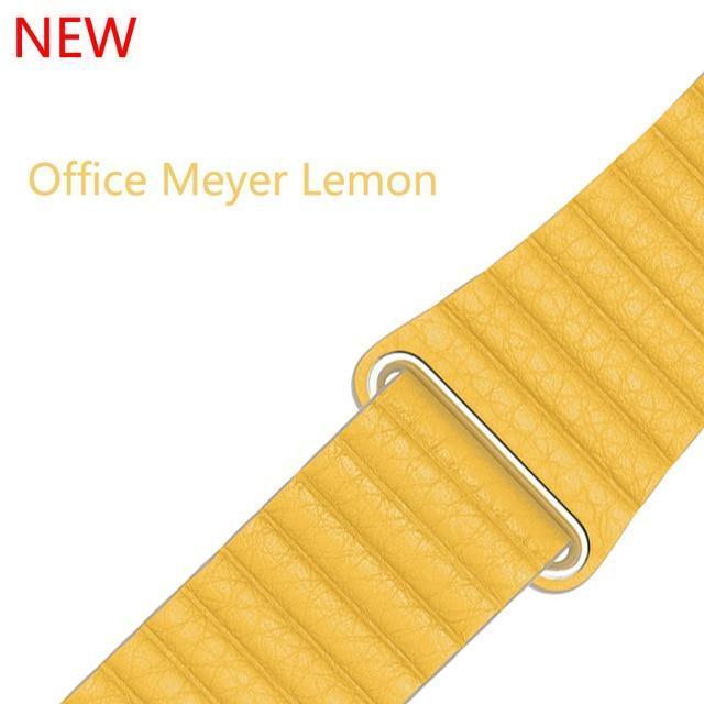 Watchbands Meyer Lemon / 38 mm/40 mm Copy of Apple watch band magnet genuine Leather loop strap, iwatch 44mm 40mm 42mm 38mm unisex men womens watchband Series 6 5 4 3 - US Fast Shipping