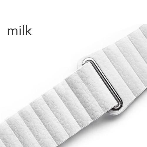 Watchbands milk white / 38 mm/40 mm Copy of Apple watch band magnet genuine Leather loop strap, iwatch 44mm 40mm 42mm 38mm unisex men womens watchband Series 6 5 4 3 - US Fast Shipping