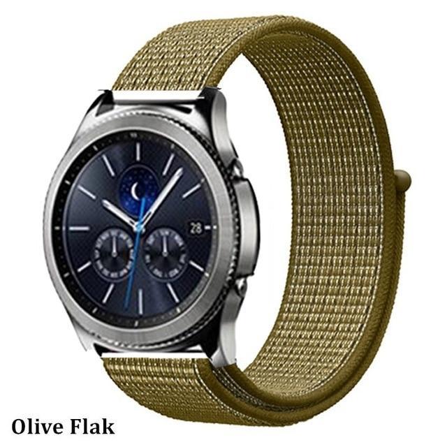 Watchbands olive flak 36 / 20mm Gear s3 Frontier strap For Samsung galaxy watch 46mm 42mm active 2 nylon 22mm watch band huawei watch gt strap amazfit bip 20 44
