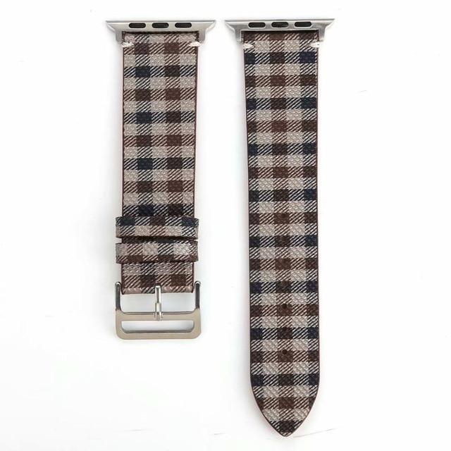 Patterned Plaid Leather Wristband Strap Series 7 6 5 Replacement Bands