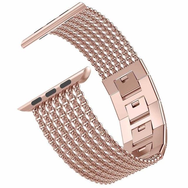 Watchbands Pink / 38mm 40mm Apple Watch Band iWatch Womens Mesh Loop Stainless Steel Replacement Metal Beauty Strap fits Series 5 4 3, 38mm 40mm 42mm 44mm
