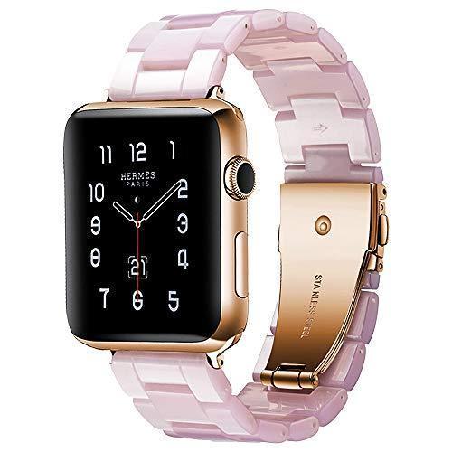 Watchbands Pink / 38mm/40mm Apple watch Resin Dark Honey color Strap iwatch band stainless steel buckle Watchband bracelet for series 6 5 4 3 2 1, 38mm 40mm 42mm 44mm - US Fast Shipping