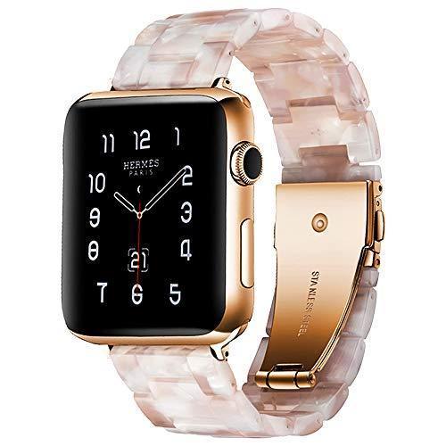 Watchbands pink bloom / 38mm/40mm Apple watch Resin Dark Honey color Strap iwatch band stainless steel buckle Watchband bracelet for series 6 5 4 3 2 1, 38mm 40mm 42mm 44mm - US Fast Shipping