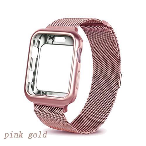 Watchbands pink gold / 38mm series 3 2 1 Case+strap for Apple Watch 5 band 44mm 40mm iWatch band 42mm 38mm Milanese Loop bracelet Metal Watchband for Apple watch 4 3 2 1