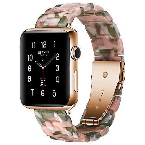 Watchbands Pink green / 38mm/40mm Blue Water design color Apple watch Resin Strap iwatch band stainless steel buckle Watchband bracelet for series 6 5 4 3 2 1, 38mm 40mm 42mm 44mm - US Fast Shipping
