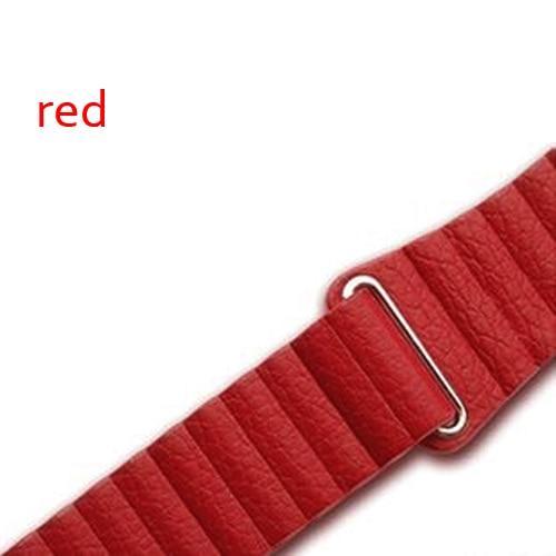 Watchbands red / 38 mm/40 mm Copy of Apple watch band magnet genuine Leather loop strap, iwatch 44mm 40mm 42mm 38mm unisex men womens watchband Series 6 5 4 3 - US Fast Shipping
