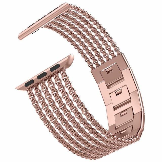 Watchbands Rose Gold / 38mm 40mm Apple Watch Band iWatch Womens Mesh Loop Stainless Steel Replacement Metal Beauty Strap fits Series 5 4 3, 38mm 40mm 42mm 44mm