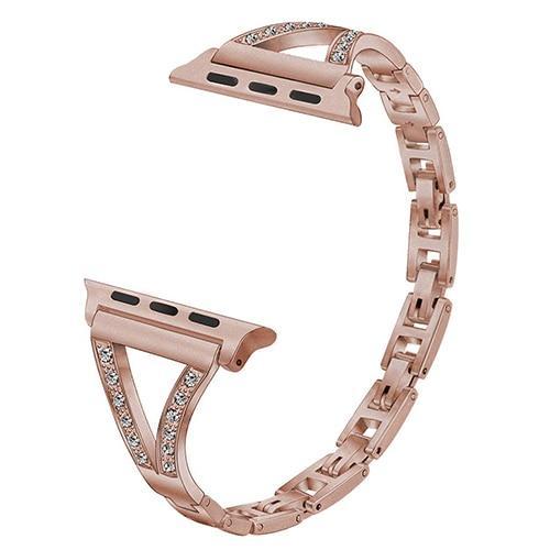 Watchbands Rose Pink / For 38 and 40mm Luxury diamond Bracelet Stainless Steel band For Apple Watch 3 2 1 42mm 38mm Bracelet strap for iwatch series 5 4 44mm 40mm