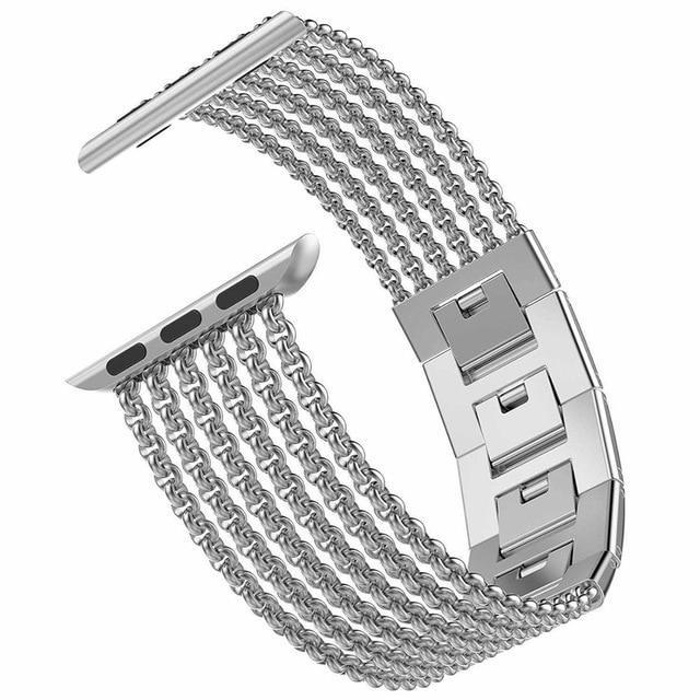 Watchbands Silver / 38mm 40mm Apple Watch Band iWatch Womens Mesh Loop Stainless Steel Replacement Metal Beauty Strap fits Series 5 4 3, 38mm 40mm 42mm 44mm