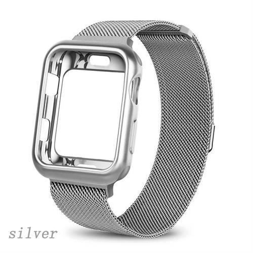 Watchbands silver / 38mm series 3 2 1 Case+strap for Apple Watch 5 band 44mm 40mm iWatch band 42mm 38mm Milanese Loop bracelet Metal Watchband for Apple watch 4 3 2 1