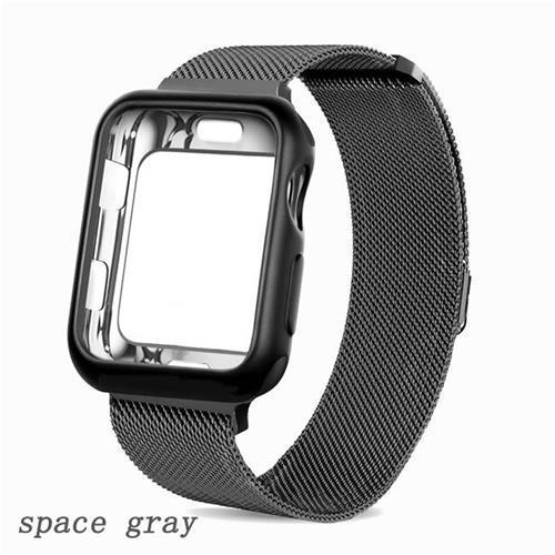 Watchbands space gray / 38mm series 3 2 1 Case+strap for Apple Watch 5 band 44mm 40mm iWatch band 42mm 38mm Milanese Loop bracelet Metal Watchband for Apple watch 4 3 2 1