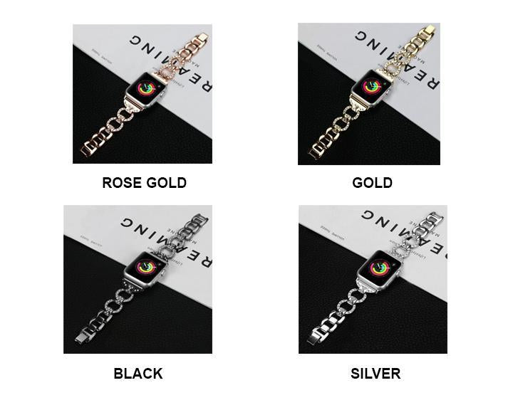 Stainless Steel Band For Apple Series 8 7 Diamond Metal Bracelet Strap