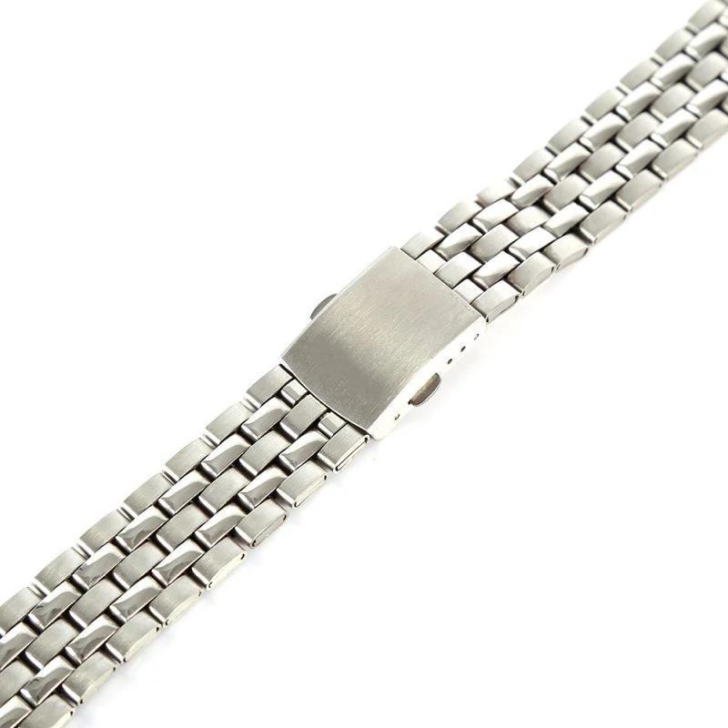 Stainless Steel Metal Strap Silver Watch Band Unisex Bracelet 18 20 22mm Watch Band Double Fold Deployment Clasp Watch Buckle Watchbands