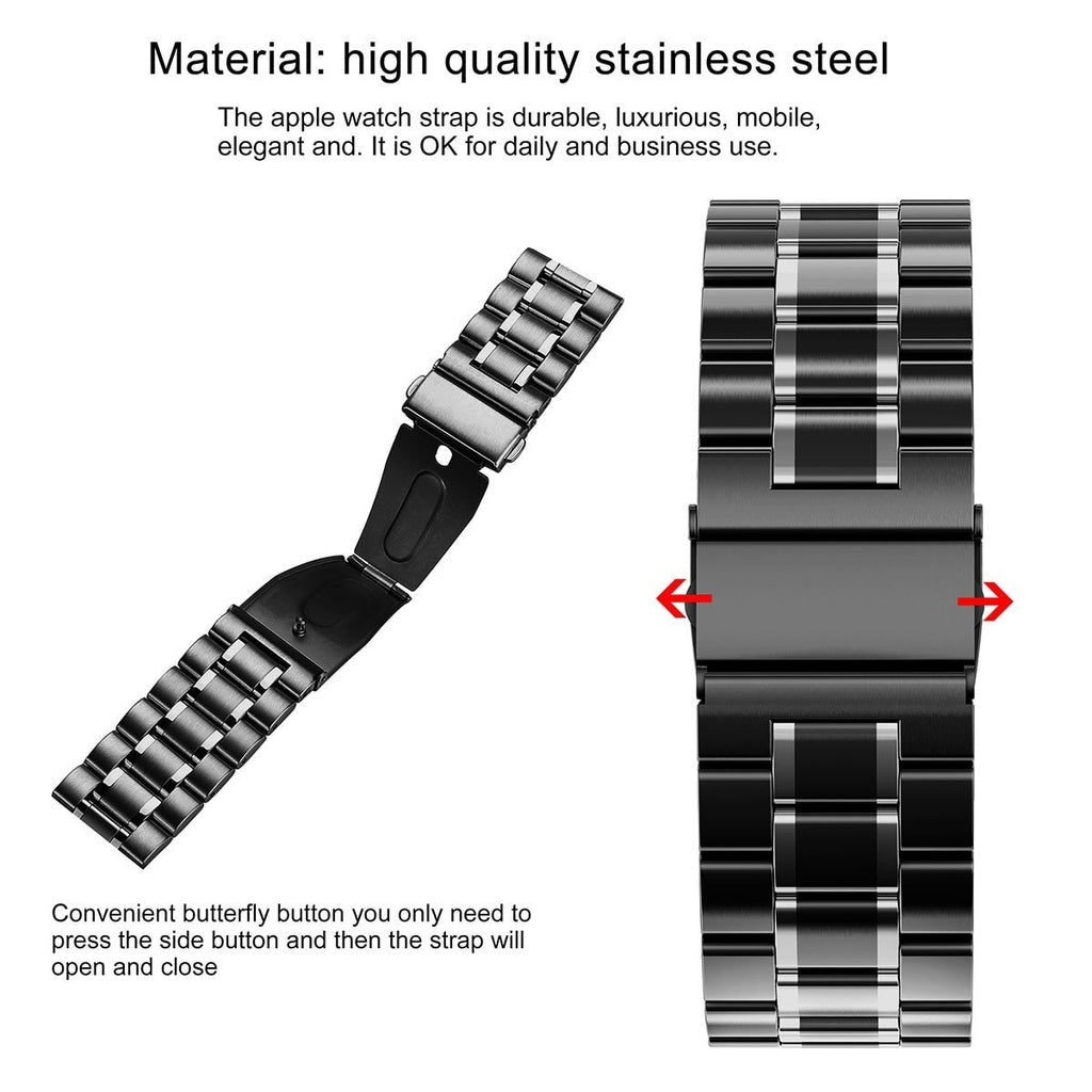 Link Bracelet Stylish Stainless Steel Metal iWatch Nike Series 7 6 5