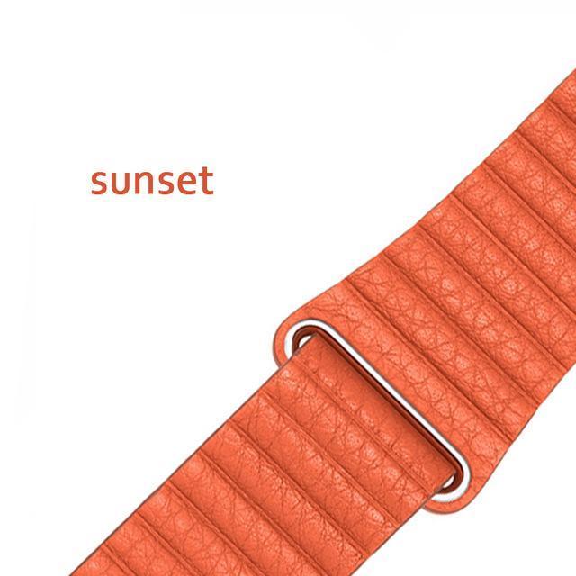 Watchbands sunset orange / 38 mm/40 mm Copy of Apple watch band magnet genuine Leather loop strap, iwatch 44mm 40mm 42mm 38mm unisex men womens watchband Series 6 5 4 3 - US Fast Shipping