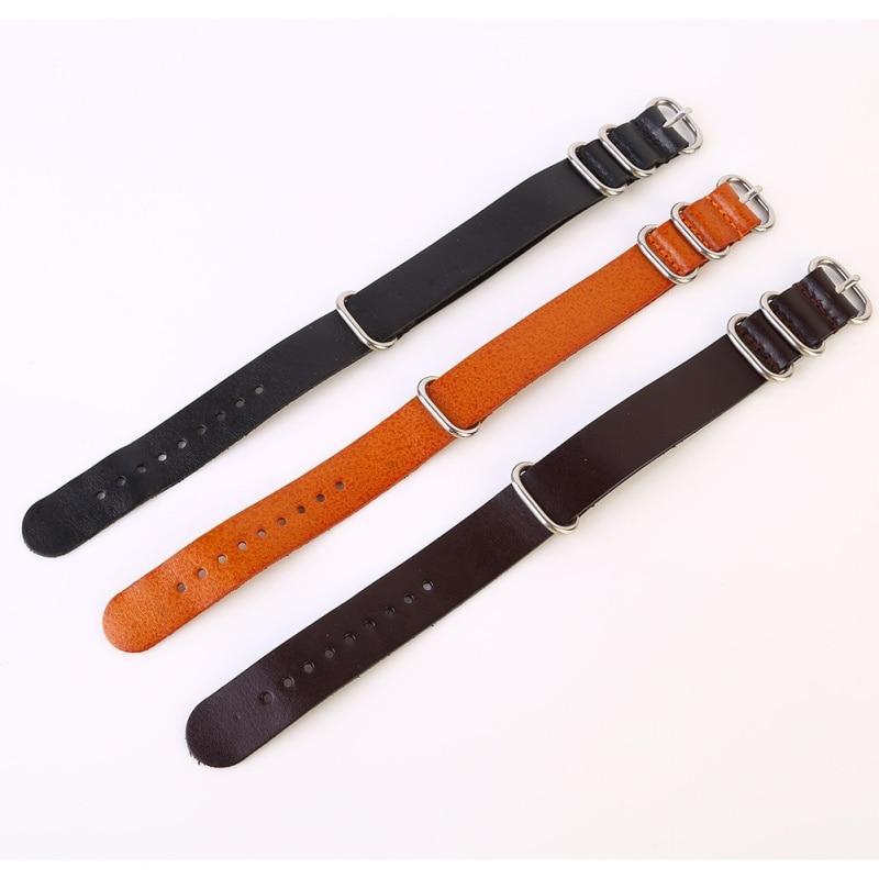Watch Band Strap Genuine Leather Stainless Steel Ring Pin Buckled Wristband Wristwatch Bands Replacement Accessories|Watchbands| Men Women