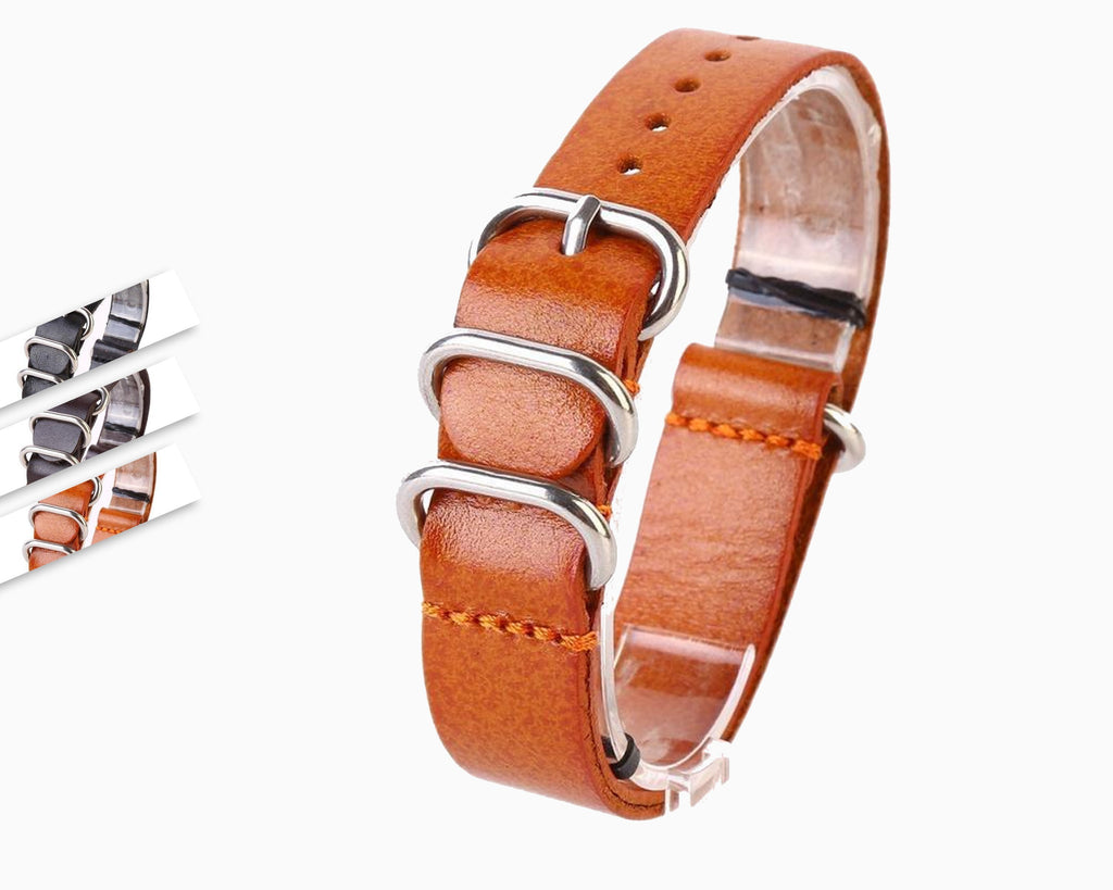 Watch Band Strap Genuine Leather Stainless Steel Ring Pin Buckled Wristband Wristwatch Bands Replacement Accessories|Watchbands| Men Women