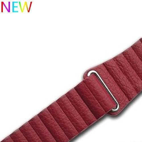 Watchbands wine red / 38 mm/40 mm Copy of Apple watch band magnet genuine Leather loop strap, iwatch 44mm 40mm 42mm 38mm unisex men womens watchband Series 6 5 4 3 - US Fast Shipping
