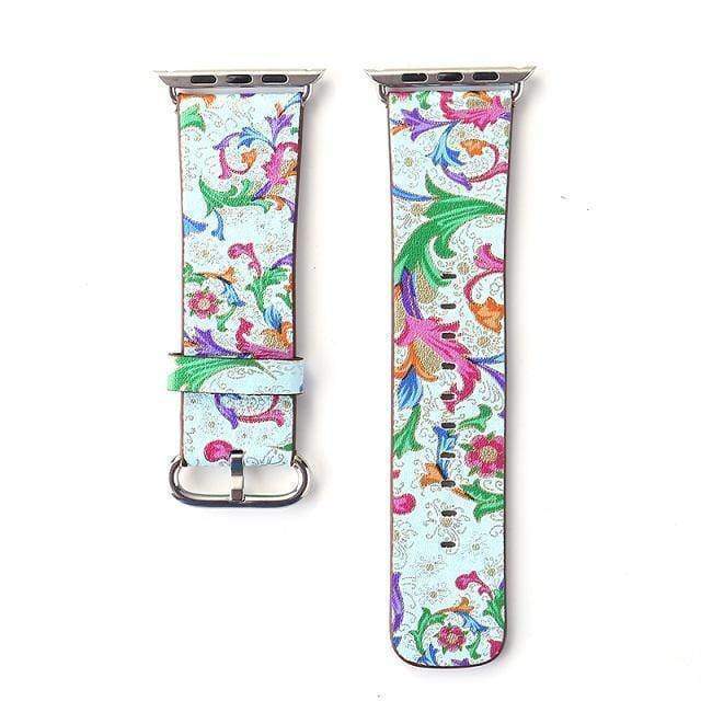 Apple Floral flower Watchband Print Smart iWatch Strap Series 7 6 5