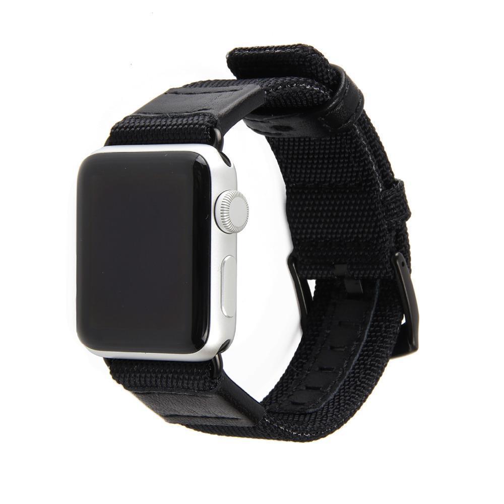 Watches Apple Watch band Canvas Leather Strap black adapator, 44mm/ 40mm/ 42mm/ 38mm iwatch Series 1 2 3 4 Wove Nylon sport wrist bracelet iwatch watchband, USA Fast Shipping
