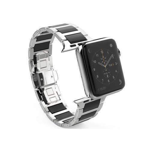 Apple Watch Series 7 6 5 4 3 Band, Ceramic Stainless Steel link Strap
