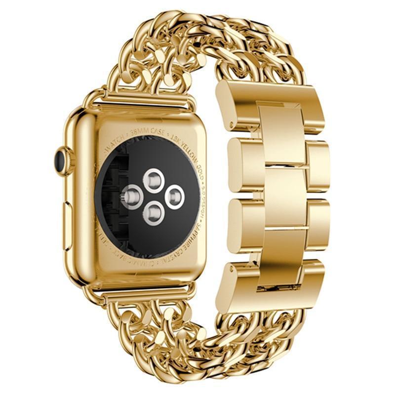 Watches (EBAY LISTING) Apple Watch Series 5 4 3 2 Band, Double Chain link Bracelet Stainless Steel Metal iWatch Strap, 38mm, 40mm, 42mm, 44mm
