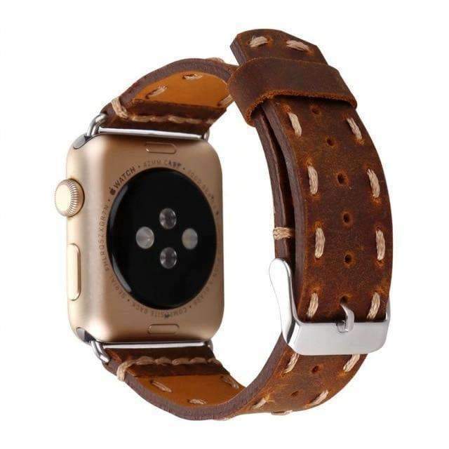 Falandi for Apple Watch Band Leather 40mm 38mm 44mm 42mm, Retro Pattern Leather Classical Replacement Smart Watch Band for iWatch Men Women Series