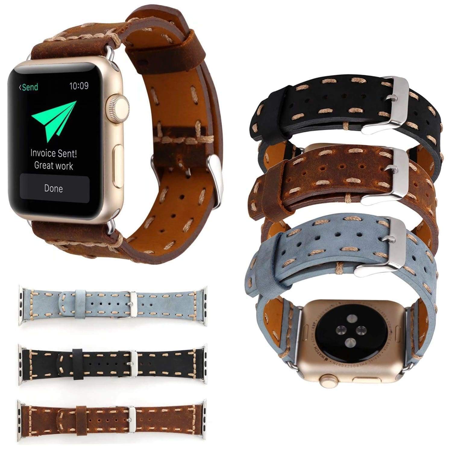  youco Compatible with Apple Watch Band 38mm 40mm 42mm 44mm,Luxury  Designer Soft Leather Watch Band Replacement Wrist Strap Compatible for  iWatch Series 654321 SE : Cell Phones & Accessories