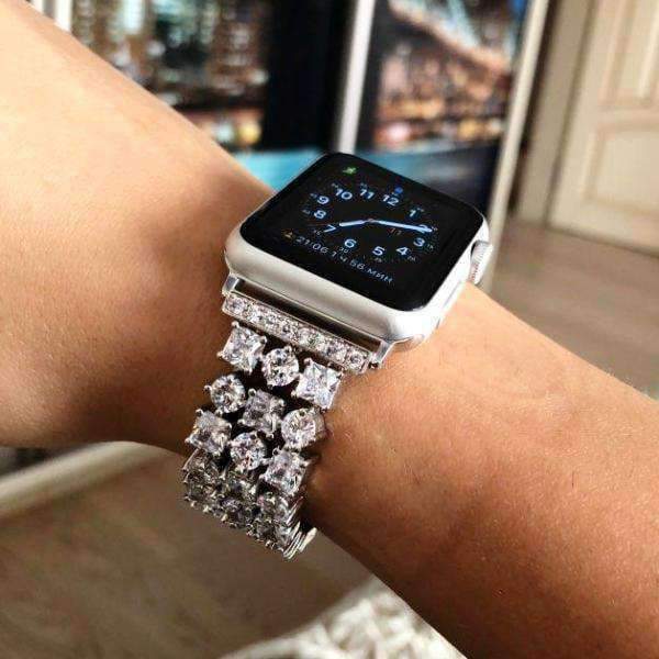 watches Apple Watch Series 5 4 3 2 Band, Luxury Bling Crystal Diamond, Stainless Steel Link Bracelet for iWatch fits 38mm, 40mm, 42mm, 44mm