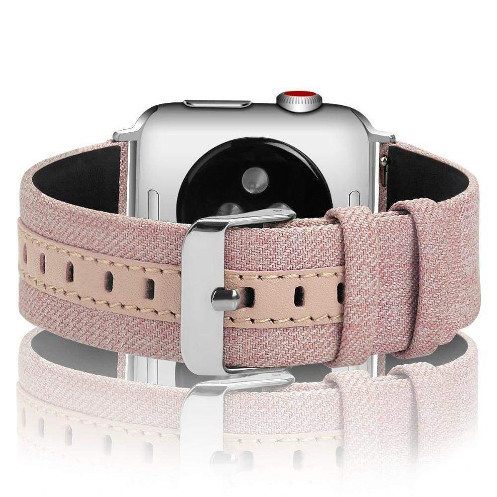 Watches Apple Watch Series 5 4 3 2 Band, Luxury Leather Canvas Bracelet Wrist belt Watchband Metal Buckle 38mm, 40mm, 42mm, 44mm - US Fast Shipping