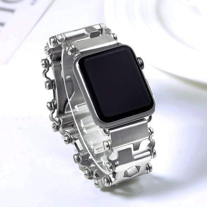 Watches Silver / 38mm / 40mm Apple Watch Series 6 5 4 3 2 Silver Band, Stainless Steel, 22 multi function tools, Unique Apple bracelet, fits 38mm, 40mm, 42mm, 44mm for men and women