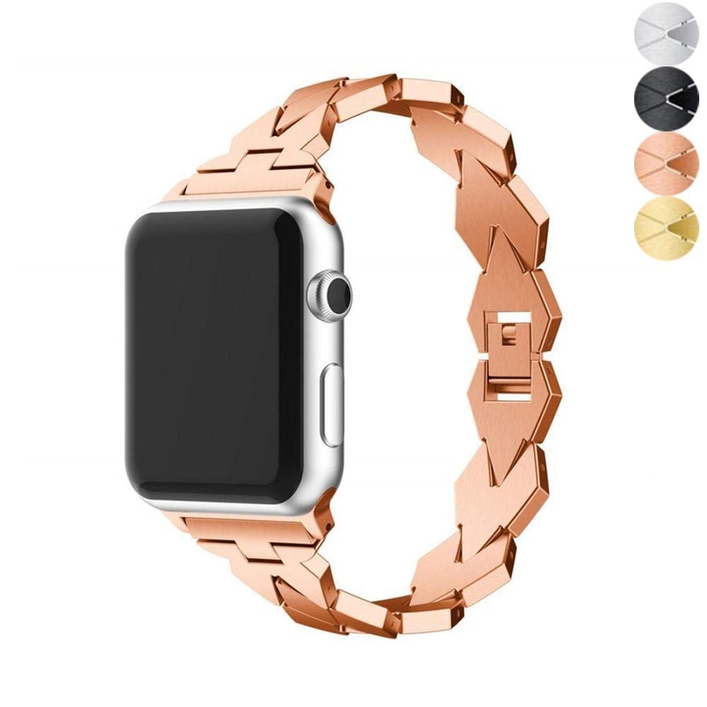 Crested Store Stainless Steel Strap for Apple Watch Band 44mm/ 40mm/ 42mm/ 38mm Link Bracelet Rose Gold / 38mm / 40mm / 41mm