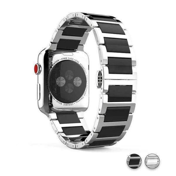 Watches Black 1 / 38mm/42mm Apple Watch ceramic bands 2, stainless Steel Watchband for iWatch 44mm/ 40mm/ 42mm/ 38mm Series 1 2 3 4