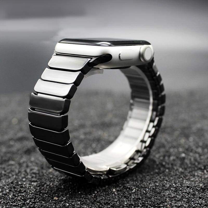 Watches Black 2 / 38mm/40mm Apple Watch ceramic band, Stainless Steel Link Watchband for iWatch 44mm/ 40mm/ 42mm/ 38mm Series 1 2 3 4