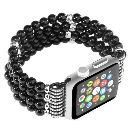 Watches Black / 38mm / 40mm Apple Watch Series 5 4 3 2 Band, Bling Stretch strap, Bling Pearls fits 38mm, 40mm, 42mm, 44mm