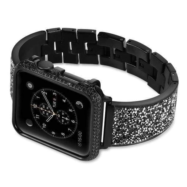 watches Black / 38mm / 40mm Apple Watch Series 5 4 3 2 Band, Luxury Bling Crystal Diamond, Stainless Steel Link Bracelet for iWatch fits 38mm, 40mm, 42mm, 44mm