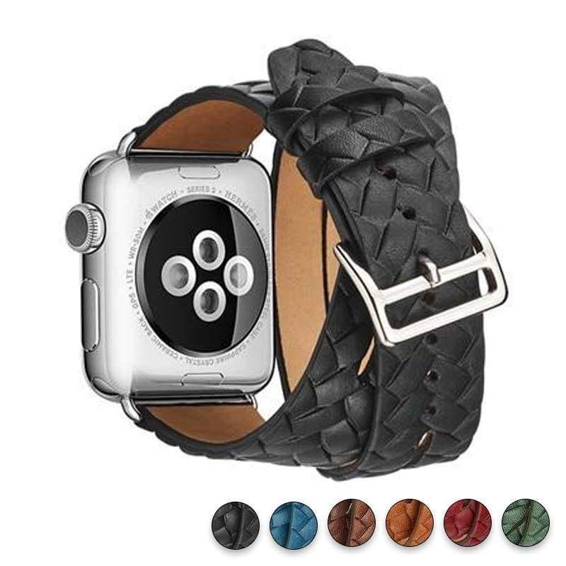 Watches Black / 38mm/42mm Leather Loop For Apple watch band 44mm/ 40mm/ 42mm/ 38mm iWatch strap Series 1 2 3 4 wrist bands Bracelet belt Double Tour watchband, USA Fast Shipping