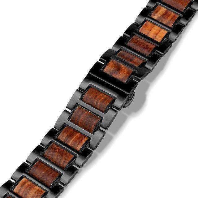 Watches Black / 42mm / 44mm Natural Red Sandalwood & Steel for Apple Watch Series 6 5 4 Watchband