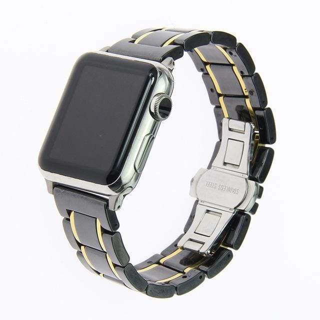 Watches Black 5 / 38mm/40mm Apple Watch ceramic band, Stainless Steel Link Watchband for iWatch 44mm/ 40mm/ 42mm/ 38mm Series 1 2 3 4