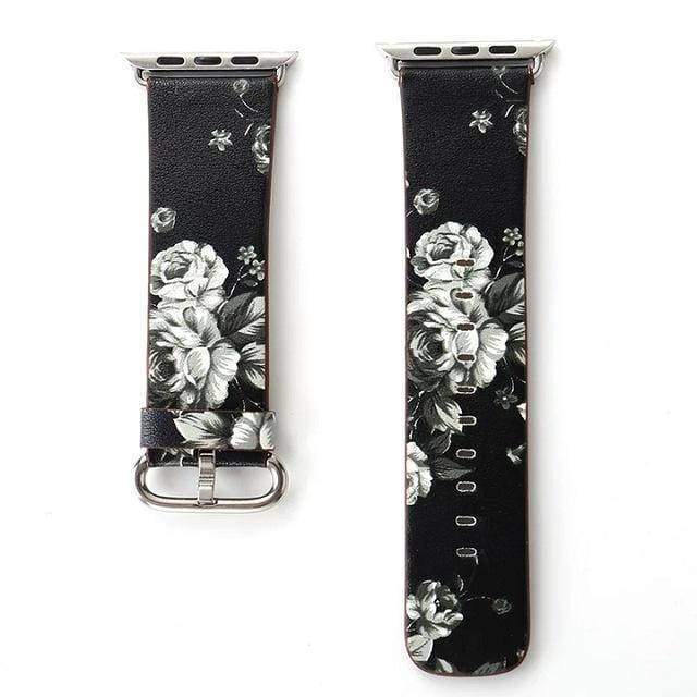 Apple Floral flower Watchband Print Smart iWatch Strap Series 7 6 5