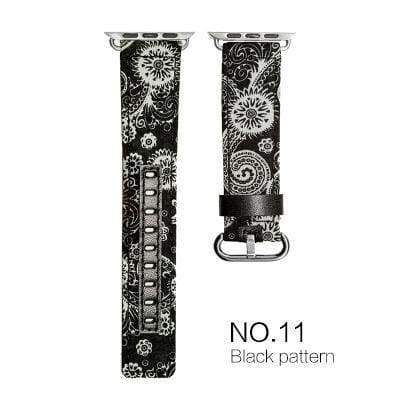 Watches Black white with black leather / 38mm/40mm Denim Apple Watch Band 44mm/ 40mm/ 42mm/ 38mm New Upscale Luxury Original Genuine Leather Fabric Denim 1:1 for iwatch Series 1 2 3 4 Strap