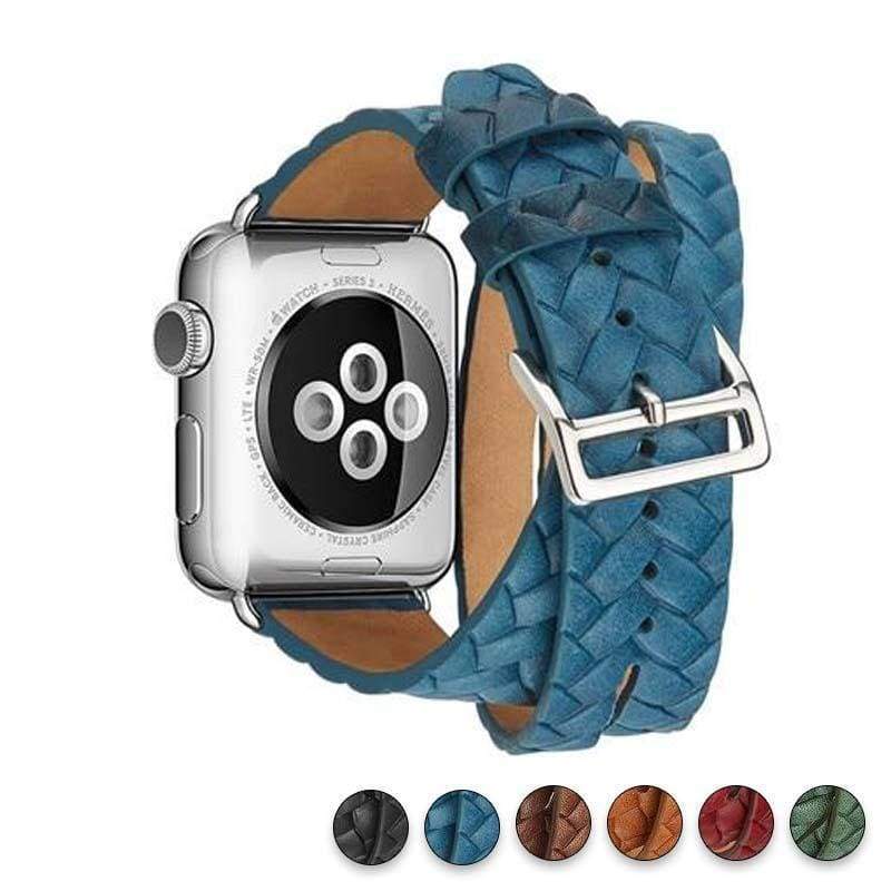 Watches Blue / 38mm/42mm Leather Loop For Apple watch band 44mm/ 40mm/ 42mm/ 38mm iWatch strap Series 1 2 3 4 wrist bands Bracelet belt Double Tour watchband, USA Fast Shipping