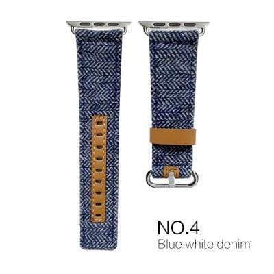 Watches Blue with brown leather / 38mm/40mm Denim Apple Watch Band 44mm/ 40mm/ 42mm/ 38mm New Upscale Luxury Original Genuine Leather Fabric Denim 1:1 for iwatch Series 1 2 3 4 Strap