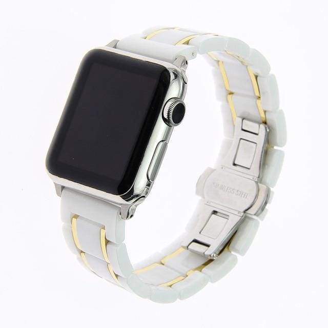 Watches Gold 1 / 38mm/40mm Apple Watch ceramic band, Stainless Steel Link Watchband for iWatch 44mm/ 40mm/ 42mm/ 38mm Series 1 2 3 4