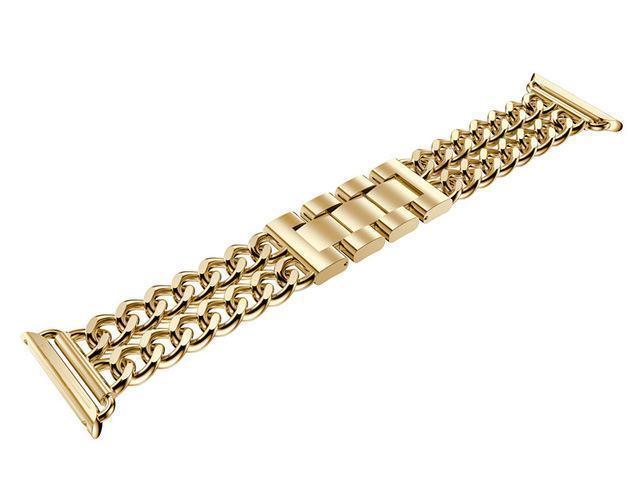 Watches Gold / 38mm / 40mm (EBAY LISTING) Apple Watch Series 5 4 3 2 Band, Double Chain link Bracelet Stainless Steel Metal iWatch Strap, 38mm, 40mm, 42mm, 44mm