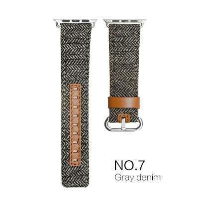 Watches Gray with brown leather / 38mm/40mm Denim Apple Watch Band 44mm/ 40mm/ 42mm/ 38mm New Upscale Luxury Original Genuine Leather Fabric Denim 1:1 for iwatch Series 1 2 3 4 Strap
