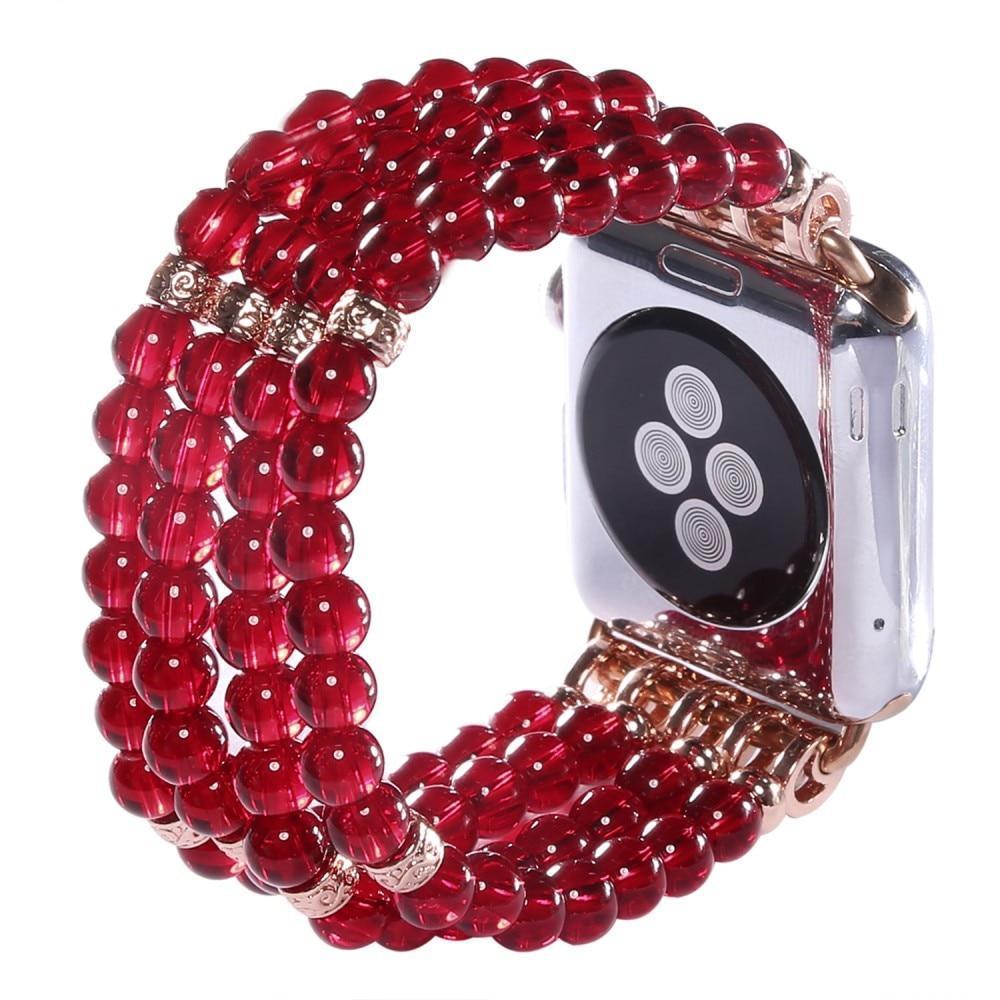 Watches Red / 38mm / 40mm Apple Watch Series 5 4 3 2 Band, Bling Stretch strap, Bling Pearls fits 38mm, 40mm, 42mm, 44mm