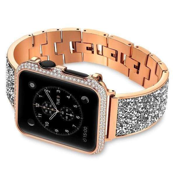 watches Rose Gold 1 / 38mm / 40mm Apple Watch Series 5 4 3 2 Band, Luxury Bling Crystal Diamond, Stainless Steel Link Bracelet for iWatch fits 38mm, 40mm, 42mm, 44mm