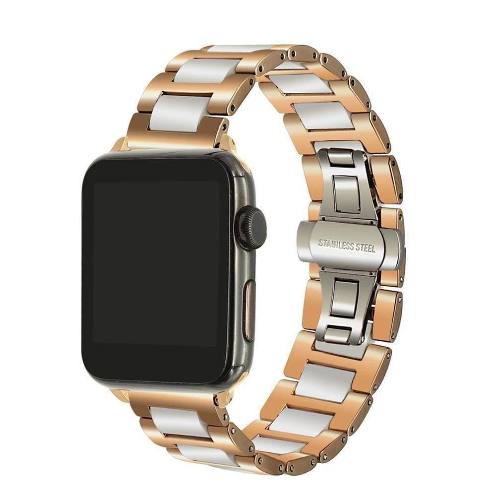 Watches Rose Gold / 38mm/40mm Apple Watch ceramic band, Stainless Steel Link Watchband for iWatch 44mm/ 40mm/ 42mm/ 38mm Series 1 2 3 4