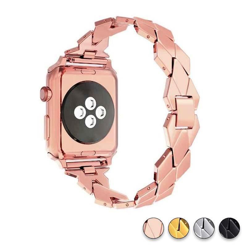 Watches rose gold / 38mm / 40mm Apple Watch Series 5 4 3 2 Band, Stainless Steel Strap Diamond shape, link bracelet wrist band,  38mm, 40mm, 42mm, 44mm - USA Fast Shipping